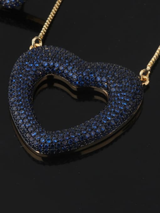 Pendant (Blue ) Copper With Cubic Zirconia Classic Heart Jewelry Sets