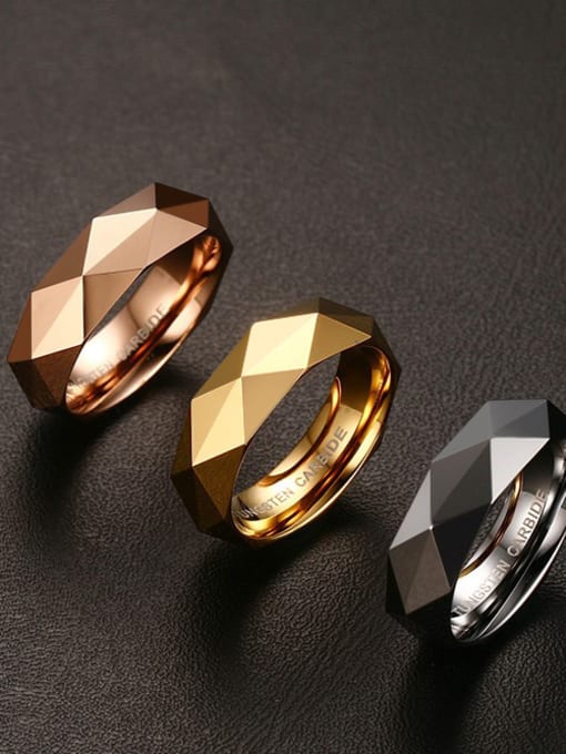 CONG Tungsten With 18k Gold Plated Simplistic Geometric Band Rings 0