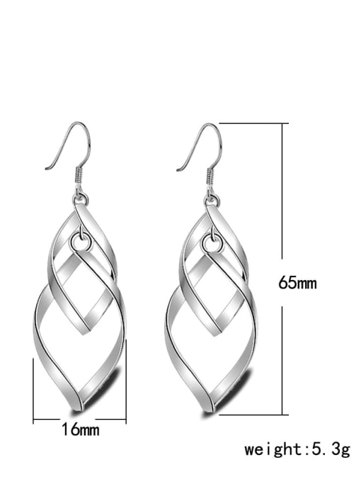 925 Silver Plating Geometric Leaves-shape Copper Drop Earrings