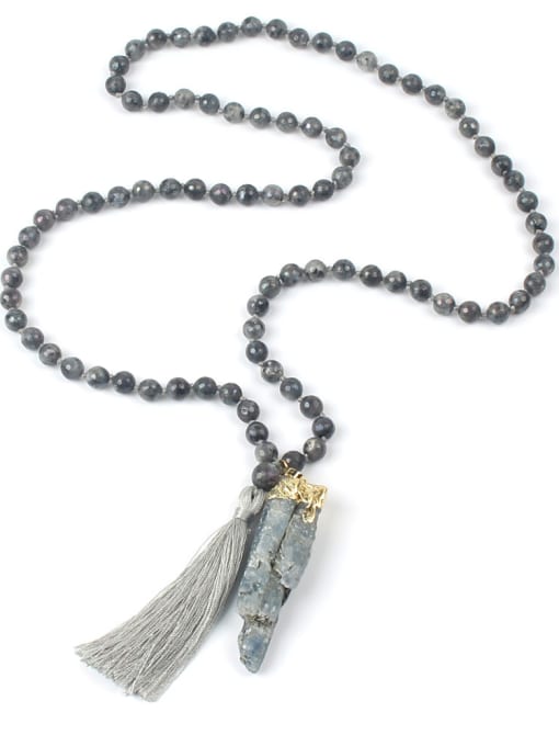 handmade Natural Stones Tassel Pendant Fashion Necklace 2