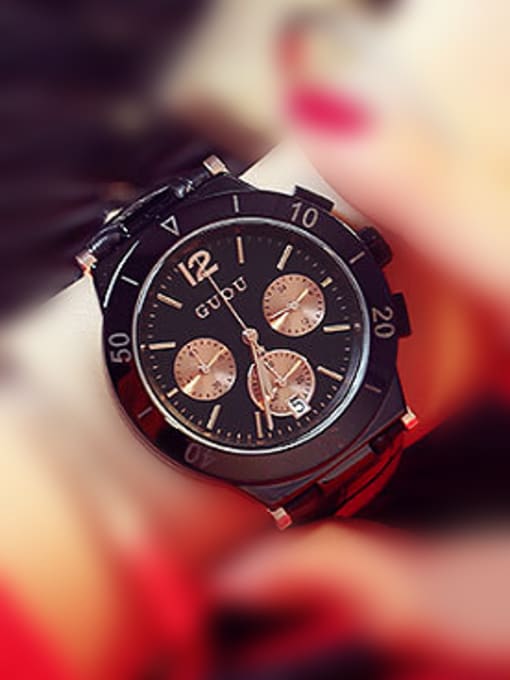 Black GUOU Brand Fashion Chronograph Mechanical Watch