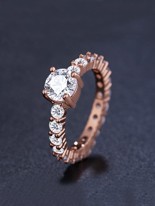 UNIENO Rose Gold Plated Cubic Zircon Ring 0