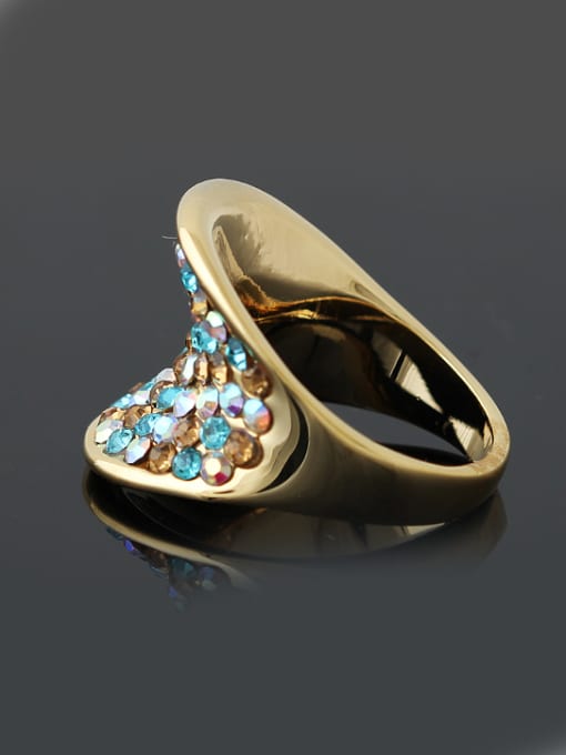 Wei Jia Exaggerated Gold Plated Colorful Rhinestones Alloy Ring 1