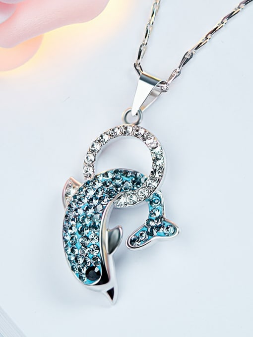 CEIDAI S925 Silver Dolphin Shaped Necklace 2