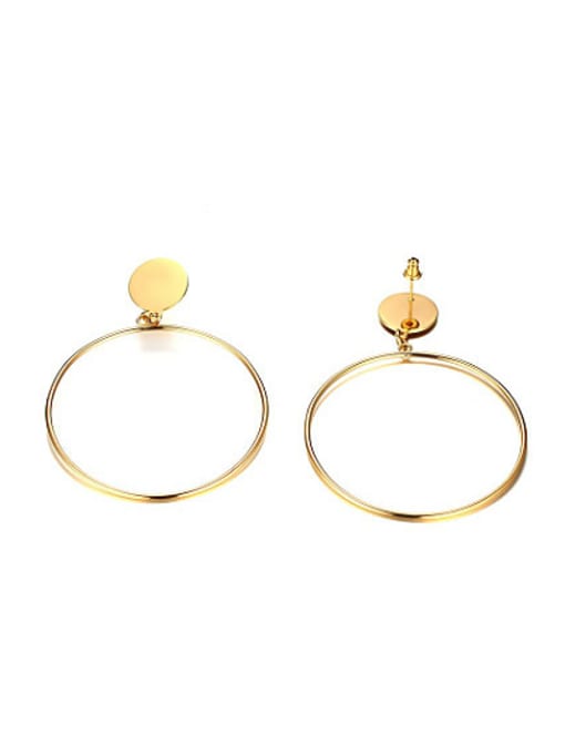 CONG Exaggerated Gold Plated Round Shaped Stainless Steel Drop Earrings 0