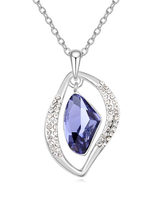 purple Simple Irregular austrian Crystals Pendant Alloy Necklace