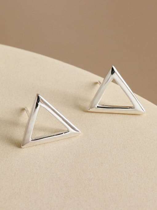 DAKA 925 Sterling Silver With Silver Plated Simplistic Triangle Stud Earrings 0