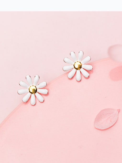 Rosh 925 Sterling Silver With Silver Plated Cute Flower Stud Earrings 0
