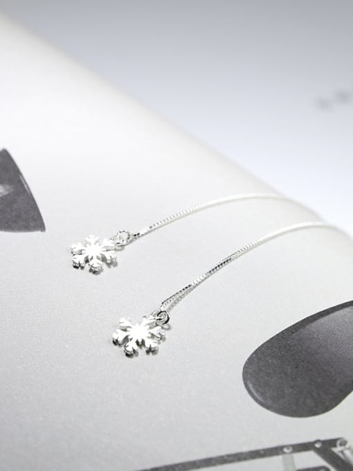 Peng Yuan Simple Little Snowflake 925 Silver Line Earrings 2