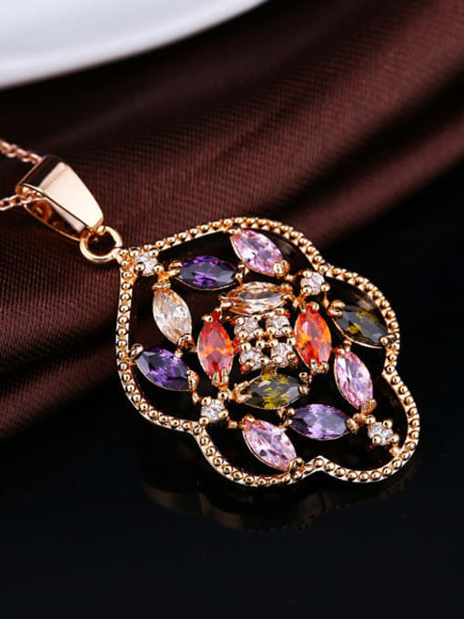 Gold Color (With Chain) Exquisite Wedding Colorful Necklace