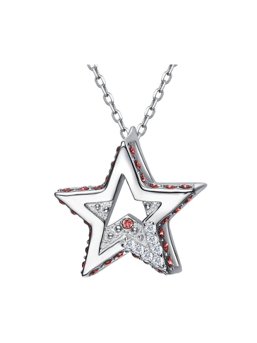 CEIDAI Simple Hollow Star Zircon Silver Necklace 0