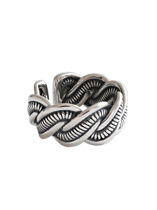 DAKA 925 Sterling Silver With Antique Silver Plated Simplistic Irregular Free Size Rings