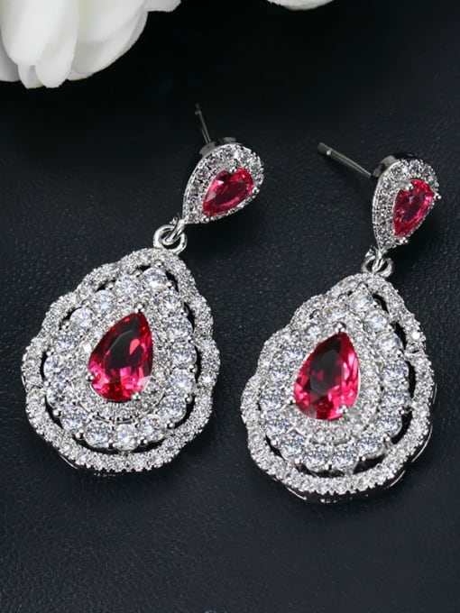 Red Wedding Fashionable Water Drop Cluster earring