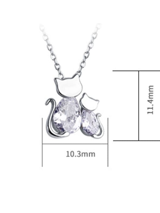 Dan 925 Sterling Silver With Cubic Zirconia  Cute Animal Kitty Necklaces 3