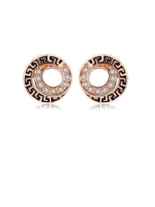 Rose Gold ,White Women Personality Crystal stud Earring