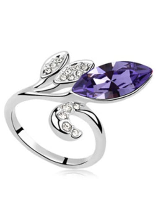 purple Fashion Marquise Cubic austrian Crystals Flowery Alloy Ring
