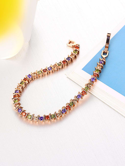 Rose Gold High-quality Colorful Rose Gold Plated Zircon Bracelet