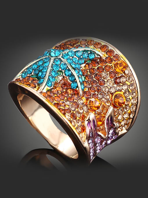 Wei Jia Exaggerated Starfish Cubic Rhinestone-covered Gold Plated Alloy Ring 1