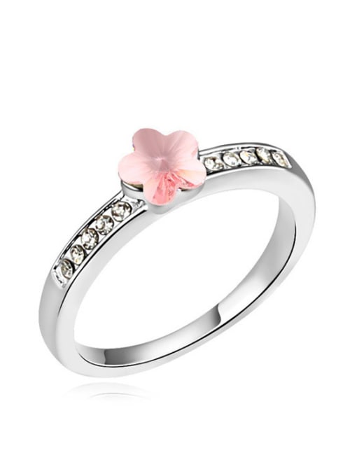 pink Simple Flower austrian Crystals Alloy Ring