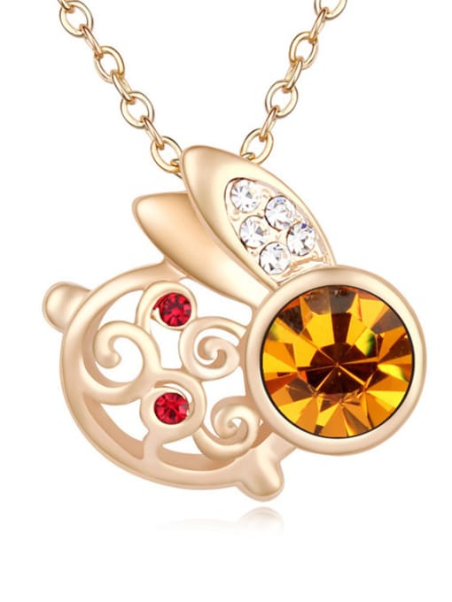 yellow Personalized Zodiac Rabbit Cubic austrian Crystals Alloy Necklace