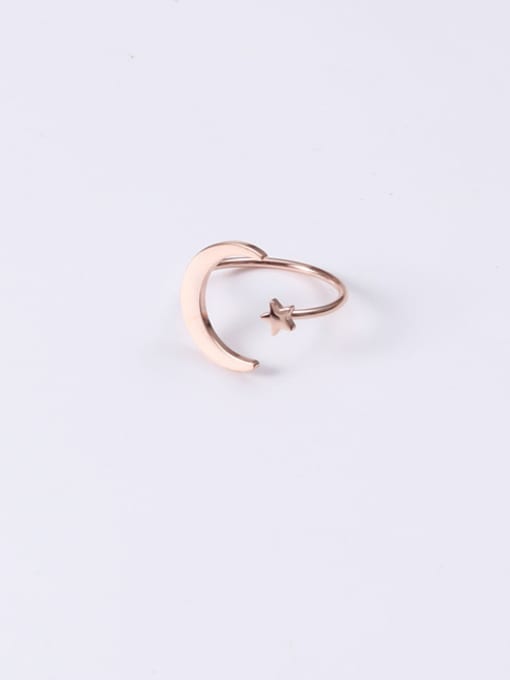 GROSE Titanium With Rose Gold Plated Cute Star Moon Free Size Rings 1