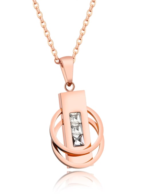 Open Sky Stainless Steel With Rose Gold Plated Fashion Double ring buckle Necklaces 0