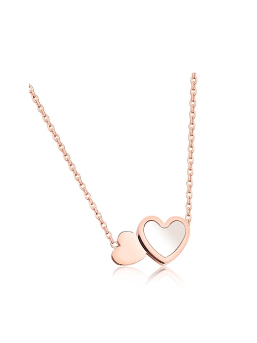 Open Sky Simple Double Heart Shell Titanium Necklace