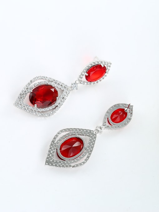 Wei Jia Fashion Oval Zirconias Water Drop shaped Copper Drop Earrings 2