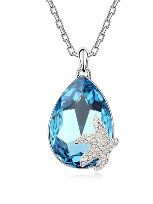light blue Fashion Water Drop austrian Crystal Starfish Alloy Necklace