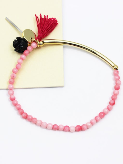 Lang Tony Adjustable Pink Natural Stone Tassel Bracelet 0
