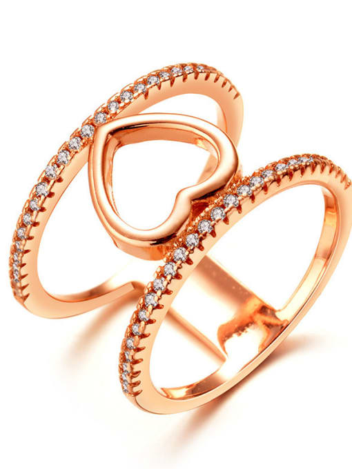 Rose Gold Creative two-layer micro impregnated AAA zircon love ring