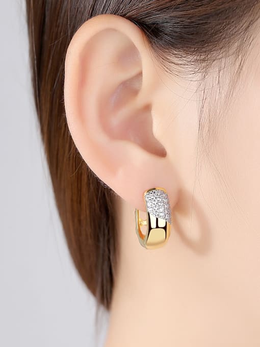 BLING SU Copper inlaid AAA zircon texture gold pattern Earring 1