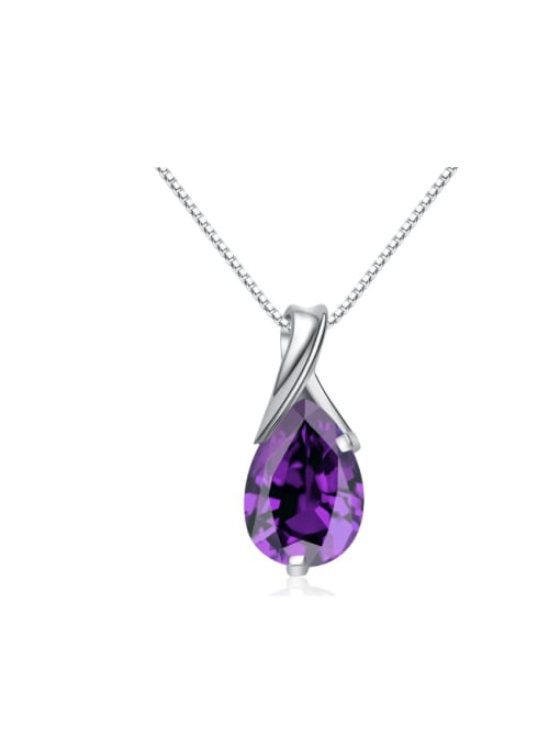 A008 (Single Hoist) S925 Silver Amethyst Fashion Clavicle Necklace