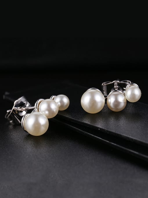 XP Copper Alloy White Gold Plated Fashion Pearl Stud drop earring 1