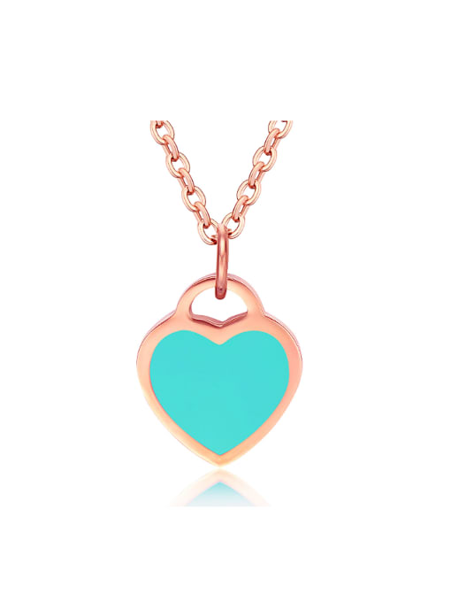 Open Sky Simple Blue Heart Rose Gold Plated Titanium Necklace