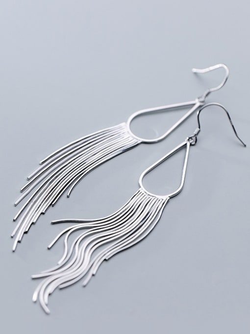 Rosh 925 Sterling Silver With Line Trendy Tassel  Hook Earrings 4