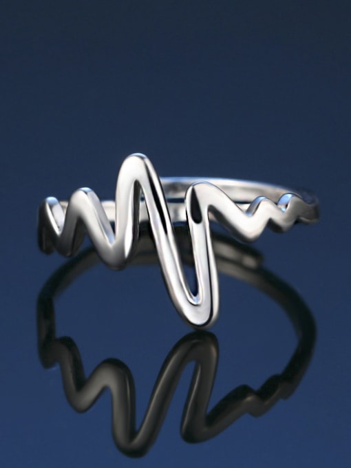 ZK Personalized 925 Sterling Silver Water Wave Ring