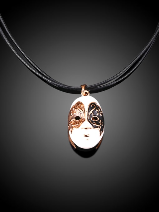 Rose Gold Unisex Mask Shaped Artificial Leather Necklace