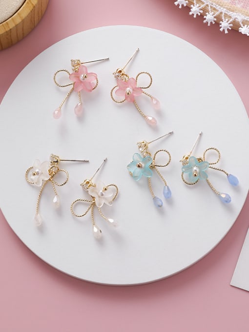 Girlhood Alloy With Rose Gold Plated Cute Flower Bow  Stud Earrings