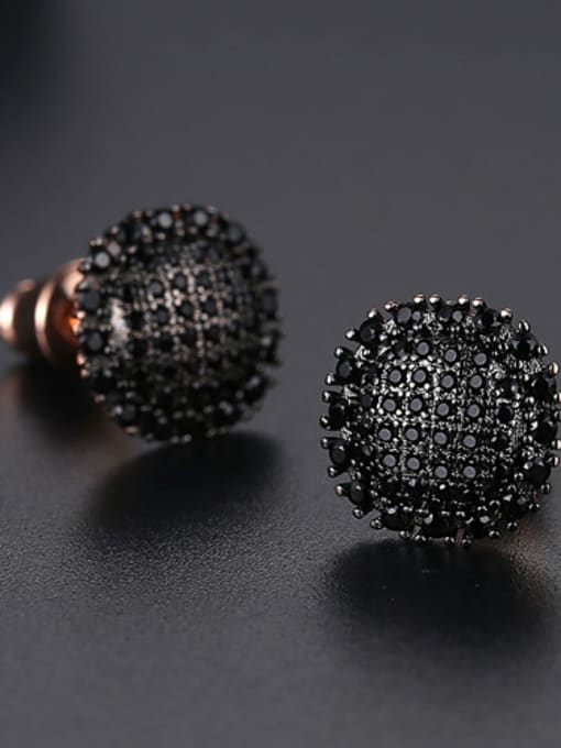Gun black Copper With Platinum Plated Cute Round Stud Earrings