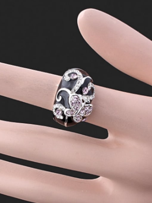 Wei Jia Fashion Cubic Rhinestones-studded Butterfly Enamel Alloy Ring 1