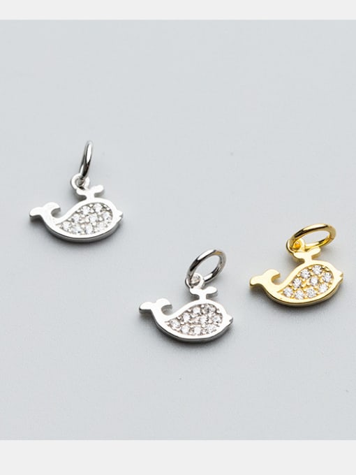 FAN 925 Sterling Silver With 18k Gold Plated Cute fish Charms 2
