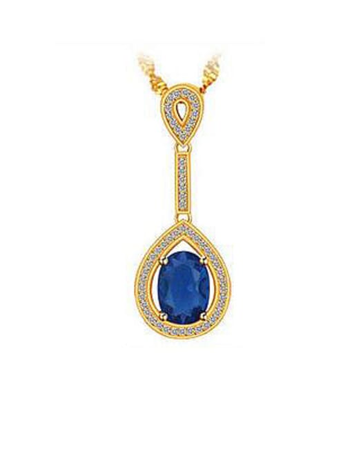 Blue Copper Alloy 24K Gold Plated Creative Zircon Women Necklace