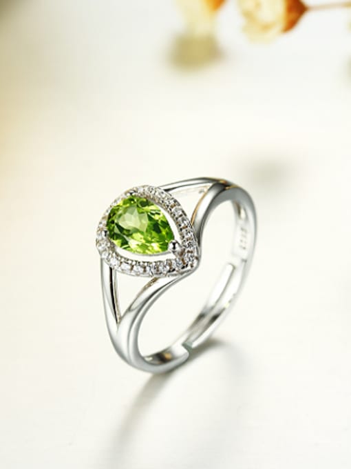 Deli Platinum Plated Gemstone Water Drop Engagement Ring 1