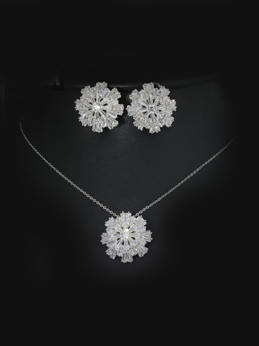 L.WIN Flower Shaped Two Pieces Jewelry Set 2