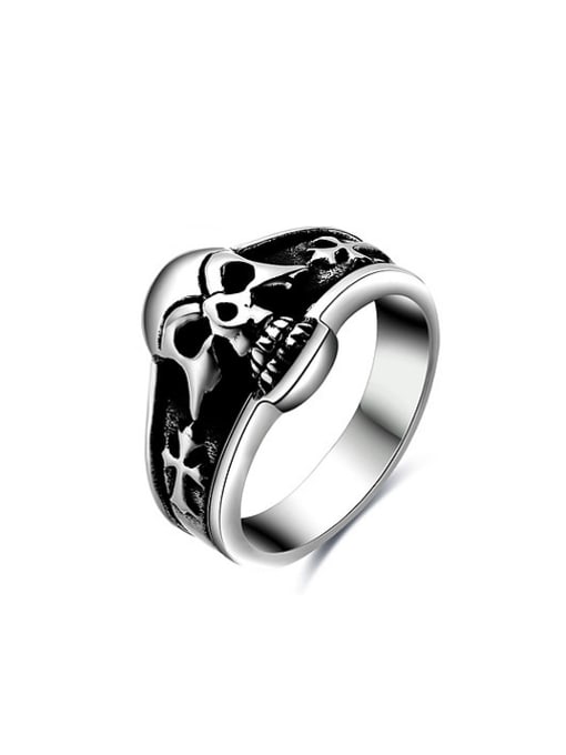 Ronaldo Personality Skull Shaped Titanium Men Ring 0