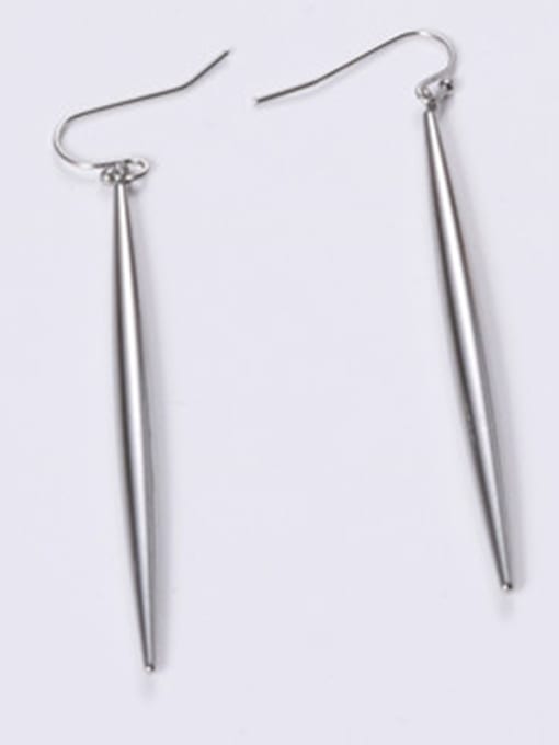 B platinum (6cm Long) Titanium With Gold Plated Simplistic Strip One Word  Earrings