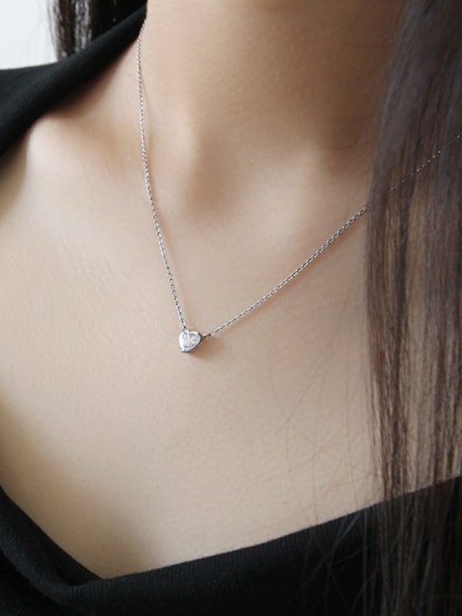 DAKA Sterling silver simple love zircon necklace 1