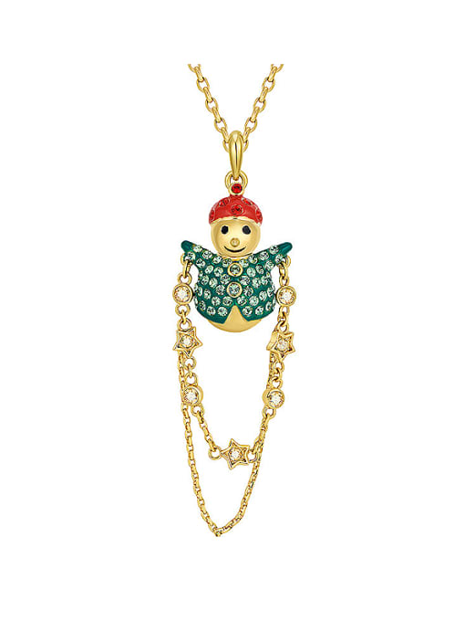 yellow Snowman Shaped Crystal Necklace