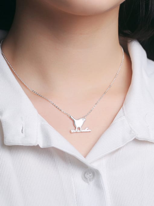 Peng Yuan Little Bird Branch Silver Necklace 1